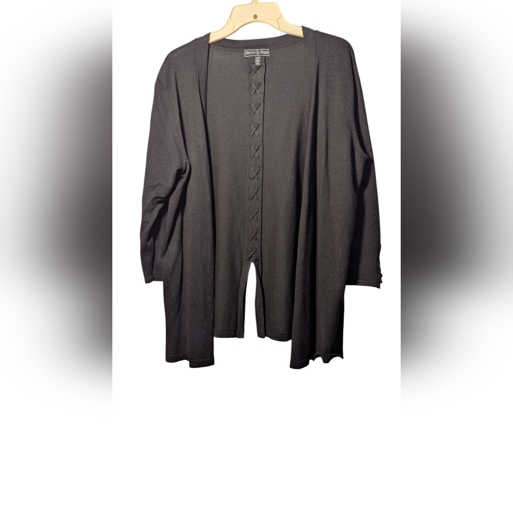 Sienna Sage Elegant Black Women's Cardigan Size 1X